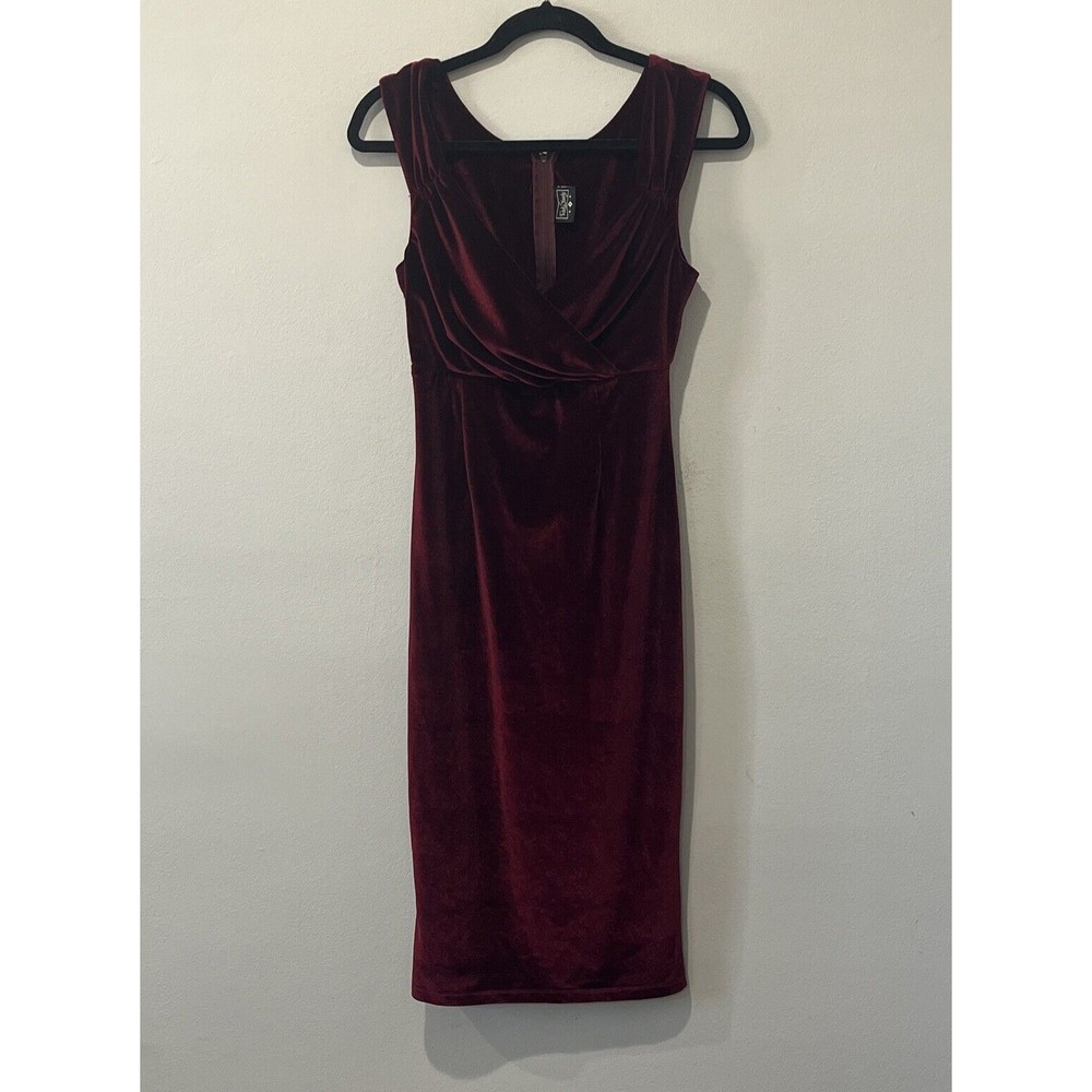 RockSteady Burgundy Velvet Midi Dress